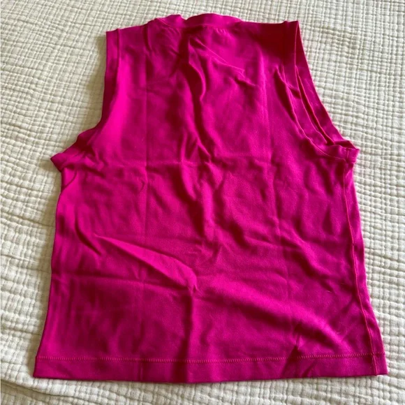 NWT SKIMS Raspberry Cotton Jersey Mock Neck Tank Small - Picture 4 of 5